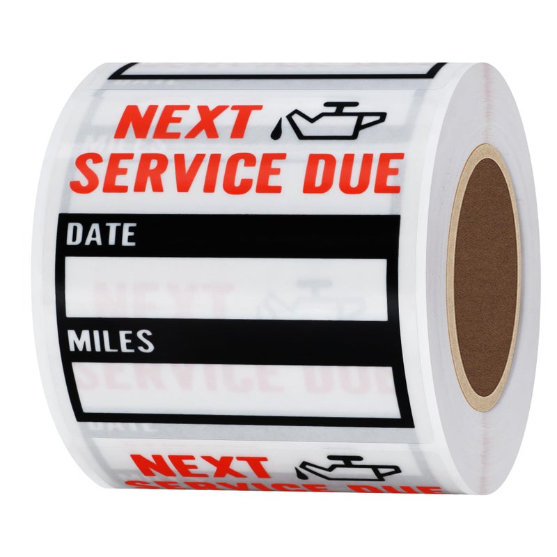 HYBSK 200pcs Transparent Oil Change/Service Reminder Stickers 2"x2" Premium Quality Clear PET Oil Change Stickers (Black) - Image 1